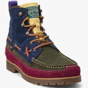 Polo Ralph Lauren Ranger Mid Color-blocked Suede Corduroy Boots Brand New